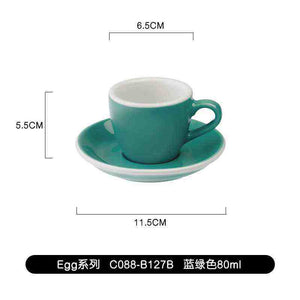 Loveramics Egg espresso cup and saucer set made of high-fired porcelain with smooth glaze, 80ml capacity.