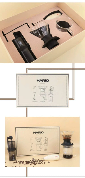 HARIO Limited Gift Box: Grinder, Milk Frother, and Pour-Over Cup