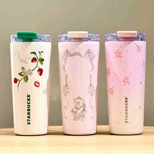 Starbucks Spring Sakura Collection limited edition cherry blossom themed springtime tumbler with pink floral design