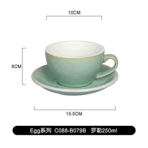 Loveramics Etoile Edition egg-shaped ceramic coffee cup with floral design and matching saucer