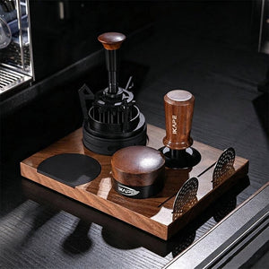 IKAPE wooden espresso tamper and leveler set, two-piece kit