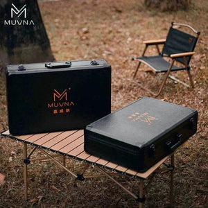 MUVNA Plan-A 13-piece professional pour-over coffee set in durable flight case with wooden accents and premium accessories
