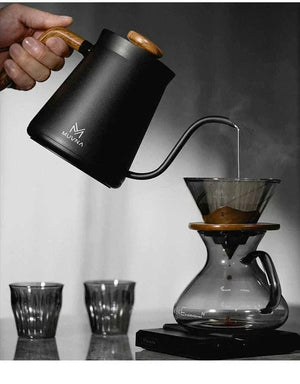 MUVNA Plan-A 13-piece professional pour-over coffee set in durable flight case with wood accents