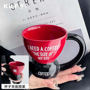 Funny Coffee Mug 320ml ceramic cup with large handle and printed humorous quotes