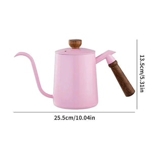 Choxila Gooseneck Pour-Over Kettle in soft rose with walnut handle and stainless steel body for precision coffee brewing