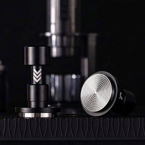 IKAPE spring impact espresso tamper handle with chevron direction guides