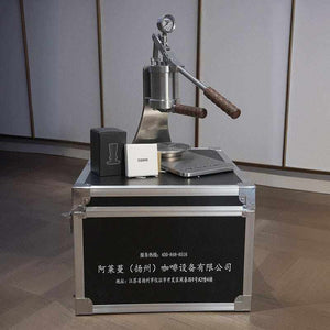 Aleman 2s hand press coffee machine small stainless steel semi-automatic espresso maker with wooden base and lever handle