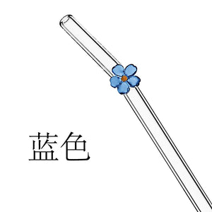 Cross-border exclusive flower decorative glass straws with handcrafted accents for iced coffee and tumblers