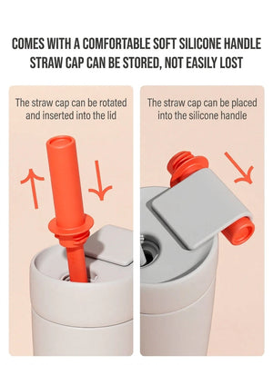 CHaKOLAB tumbler lid with straw inserted and storage position
