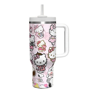 Hello Kitty insulated stainless steel tumbler with ergonomic handle for hot and cold drinks Amazon cross-border