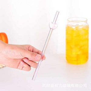 heat-resistant heart shaped glass straw for coffee mugs