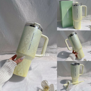 Starbucks Spring Sequence Edition Dragonfly Beaded Insulated Thermal Bottle with intricate embroidery and silk handle