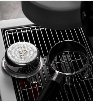 MUVNA Precision Dosing Cup in standard and extended sizes for 58mm portafilters with anti-static coating and premium finishes
