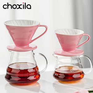 Choxila Pour-Over Set Pink with 10-piece boutique coffee kit and floral travel bag