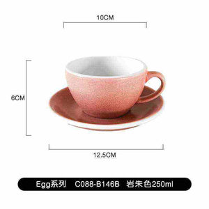 Loveramics Etoile Edition egg-shaped ceramic coffee cup with floral design and matching saucer for latte art