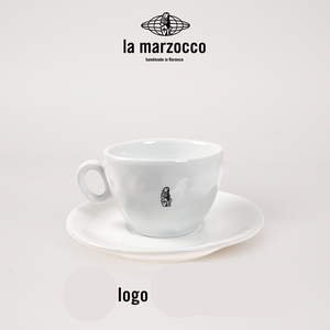 La Marzocco Heritage ceramic coffee cup and saucer set showcasing elegant Italian design and high-quality craftsmanship
