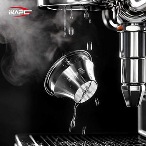 IKAPE Stainless Steel precision espresso filter basket with polished finish and laser-cut micro holes