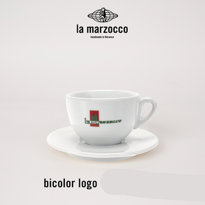 La Marzocco Heritage ceramic coffee cup and saucer set with sleek Italian design