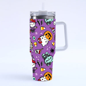 Sanrio Hello Kitty stainless steel 40oz tumbler with straw lid and vacuum insulation for iced coffee