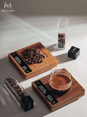MUVNA solid wood coffee scale with invisible LED display and Type-C rechargeable battery