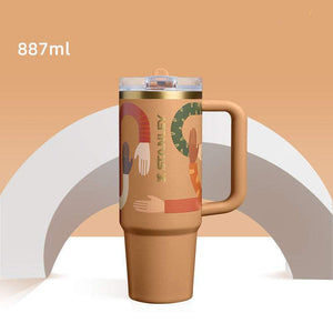 Stanley x NEST limited edition insulated travel bottles with artistic designs and cultural motifs