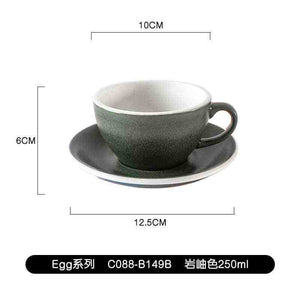 Loveramics Etoile Edition egg-shaped ceramic coffee cup with floral design and saucer for latte art
