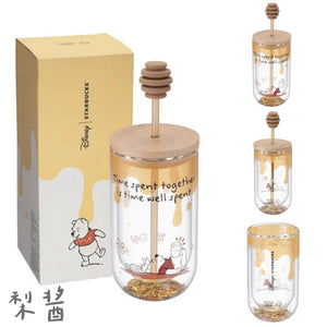 Winnie the Pooh drinkware collection showing various sizes