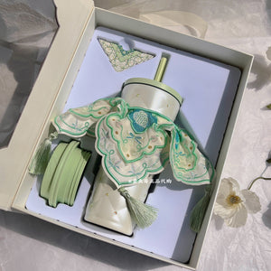 Starbucks Spring Sequence Edition Dragonfly Beaded Insulated Thermal Bottle with silk handle and intricate beadwork