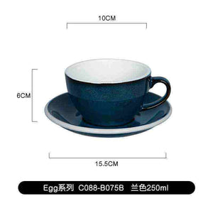 Loveramics Etoile Edition egg-shaped ceramic coffee cup with floral design and matching saucer