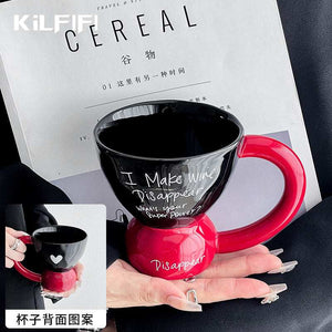 Funny coffee mug 320ml ceramic cup with bold printed quotes and large handle for comfortable grip