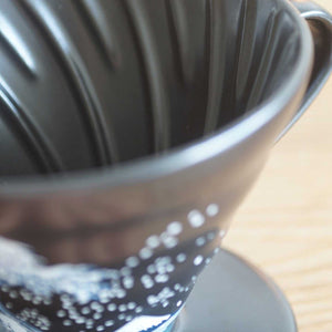 HARIO x Ukiyo-e Edition V60 ceramic dripper with Great Wave design in deep blue and matte black