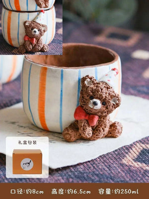 Yifang Artisan Collection whimsical 3D hand-painted ceramic cups with ballerina and mermaid designs.