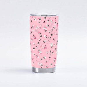 Cross-border 20OZ car cup pink floral insulated stainless steel tumbler