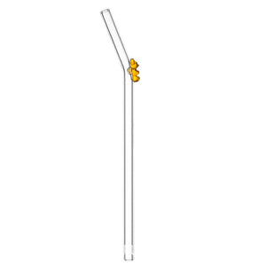 Transparent colored bear glass reusable drinking straws with gummy bear charms by Cup To Machine