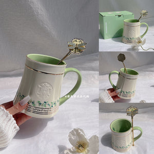 Starbucks Spring Sequence Edition Dragonfly Beaded insulated thermal bottle with silk handle and dragonfly embroidery
