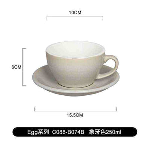 Loveramics Etoile Edition egg-shaped ceramic coffee cup with floral design and matching saucer