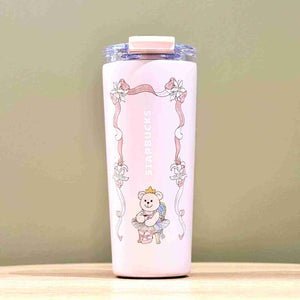 Starbucks Spring Sakura Collection limited edition cherry blossom springtime tumbler with pink floral design and travel lid