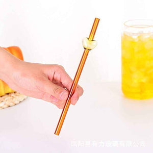 heart shaped glass straw for coffee mugs and tumblers
