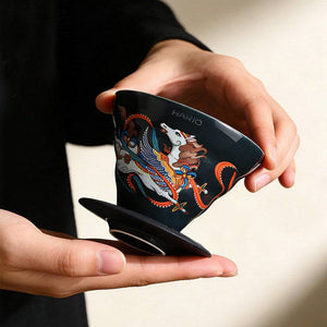 HARIO The Horse V60 ceramic dripper with vibrant horse illustration and high-gloss finish