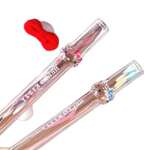 Hello Kitty glass straw with 3D character design for iced coffee cups