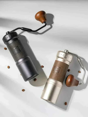1zPresso K-Ultra premium manual coffee grinder with adjustable conical burrs and foldable handle for precise grinding
