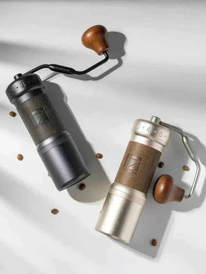 1zPresso K-Ultra manual coffee grinder with stainless steel burrs and foldable handle in black color