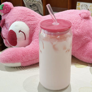 High boron Cup To Machine iced coffee glass with lid and straw
