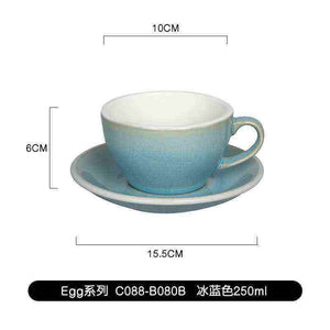 Loveramics Etoile Edition egg-shaped ceramic coffee cup with floral design and matching saucer