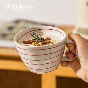 Choxila Hand-Painted Mug with blue and white ceramic design and high-gloss finish