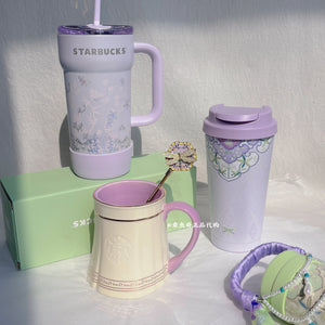 Starbucks Spring Sequence Edition Dragonfly Beaded Insulated Thermal Bottle with intricate dragonfly embroidery and beaded accents