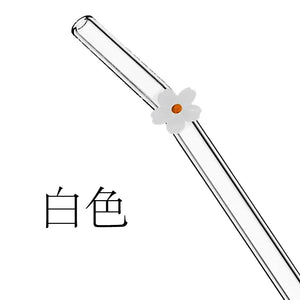 Cross-border exclusive Cup To Machine flower decorative glass straws with handcrafted flower accents and eco-friendly design