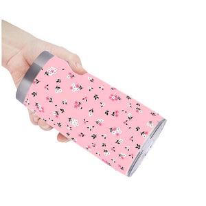 Pink floral insulated stainless steel 20OZ car cup tumbler with travel-ready design