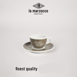 La Marzocco Heritage ceramic coffee cup and saucer with sleek Italian design and durable high-fired ceramic material