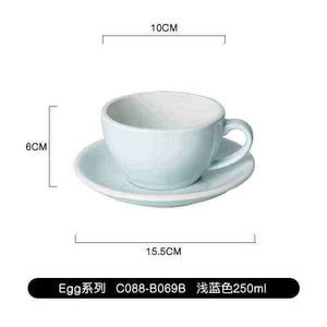 Loveramics Etoile Edition egg-shaped ceramic coffee cup with floral design and matching saucer